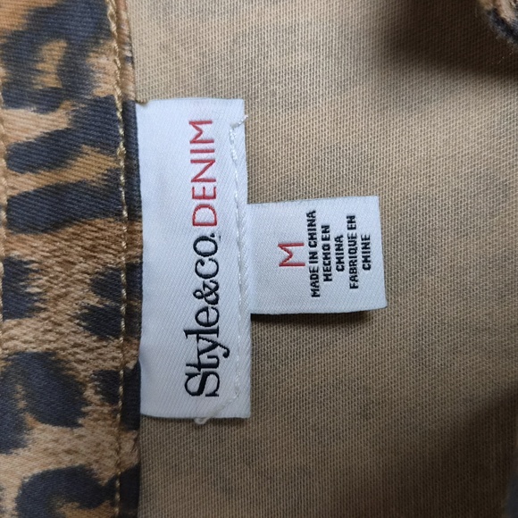 Style & Co Leopard Print Denim Jacket Sz M - Picture 5 of 12